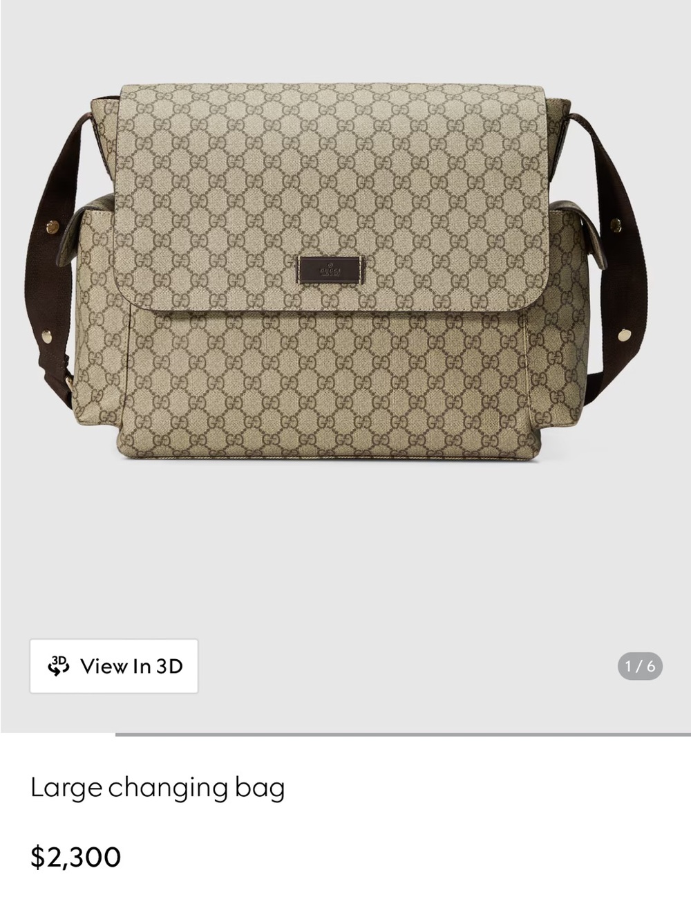 Gucci Beige Monogram Messenger Bag with Brown Strap - Picture 1 of 8